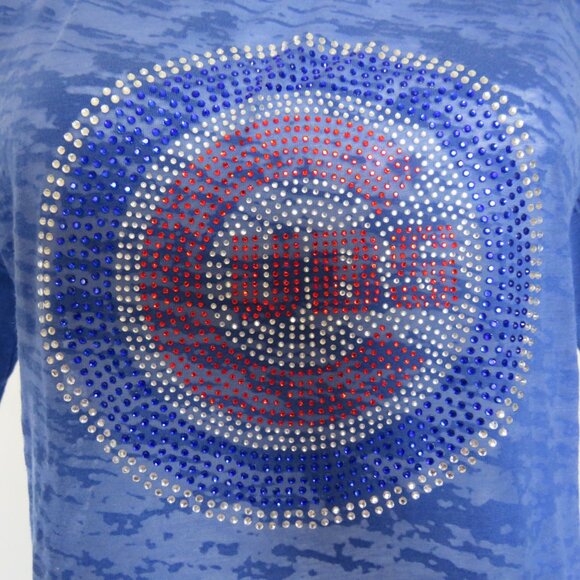 Touch by Alyssa Milano Cubs Mascot Embellished Crystals Women’s Knit top XL - Picture 4 of 9